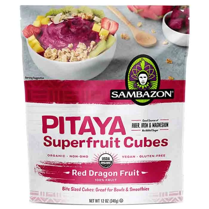 ---Sambazon - Pitaya Dragon Fruit Cubes, 12oz | Pack of 8