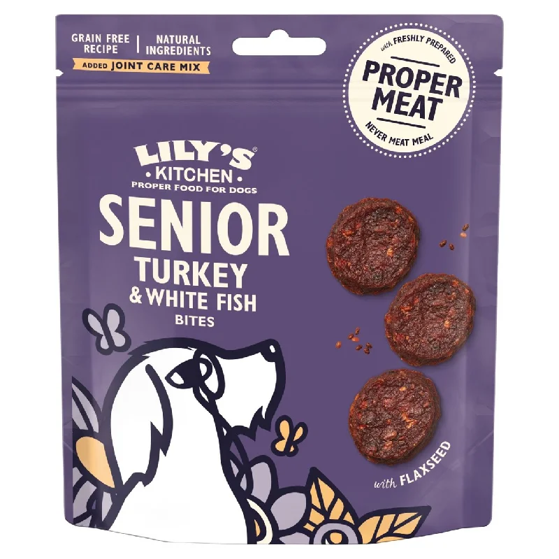 - High protein dog foodLily's Kitchen Turkey & White Fish Bites for Senior Dogs 70g