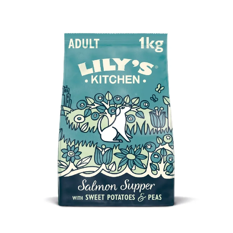 - Natural ingredient dog foodLily's Kitchen Salmon Supper Grain Free Complete Adult Dry Dog Food 1kg